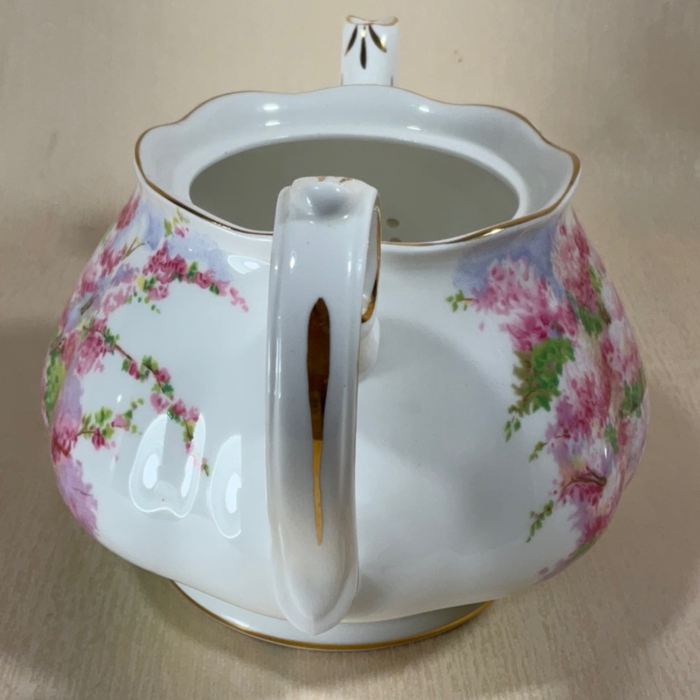 Royal Albert Blossom Time Teapot with Green and Pink Accents - Picture 9 of 16